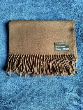 Simon Chang Brown Cashmink Fringe Scarf